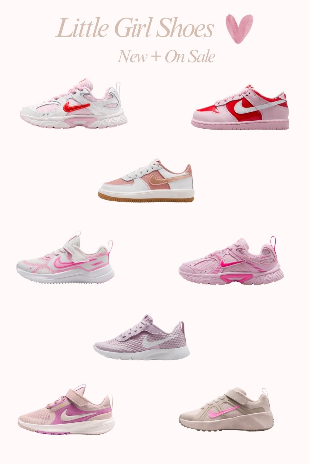 Girl Shoes
Some new. Some on sale. All so good! 

Valentines Day | Galentine | Toddler girl shoes | Sneakers | pink shoes | Nike shoes | tennis shoes 

#LTKU #LTKSaleAlert #LTKKids