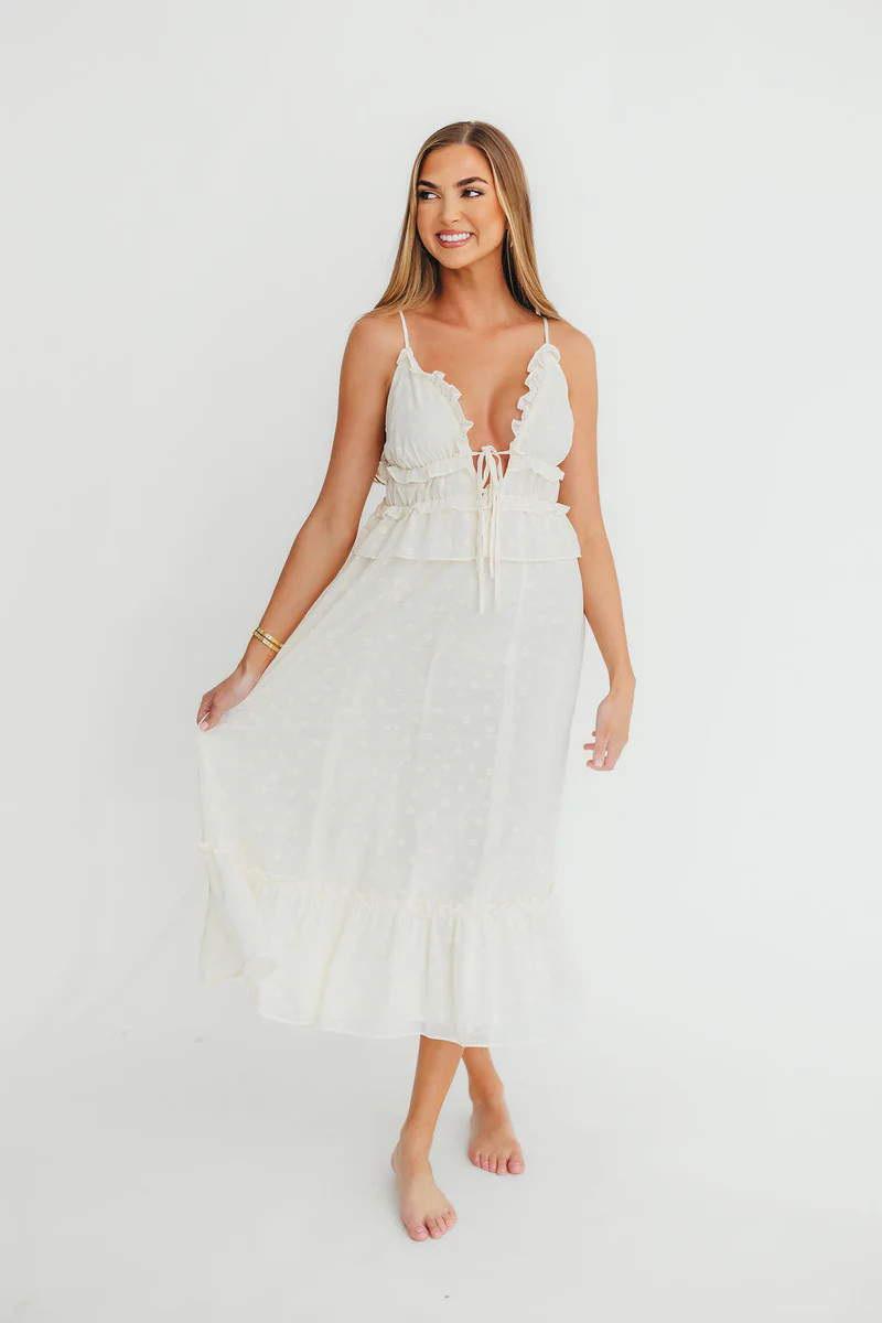 Jordan Midi Dress in Cream Floral | Worth Collective