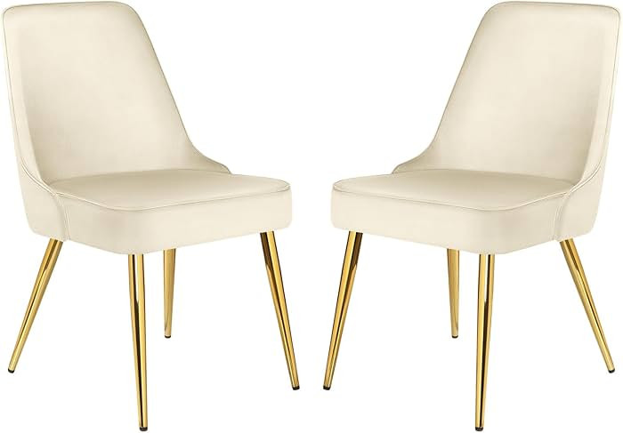 KithKasa Upholstered Velvet Dining Chairs Sets of 2 Mid-Century Modern Comfy Side Chair with Gold... | Amazon (US)