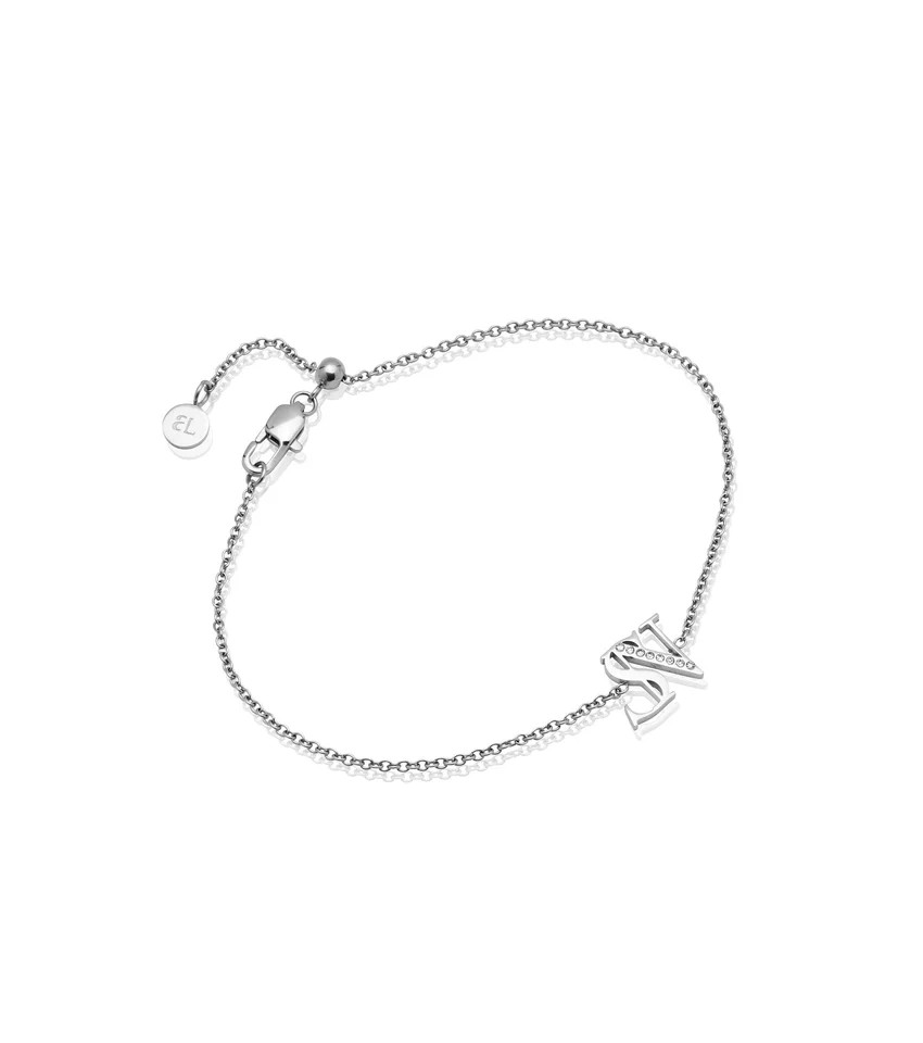 Double Initial Crystal Bracelet (Silver) | Abbott Lyon