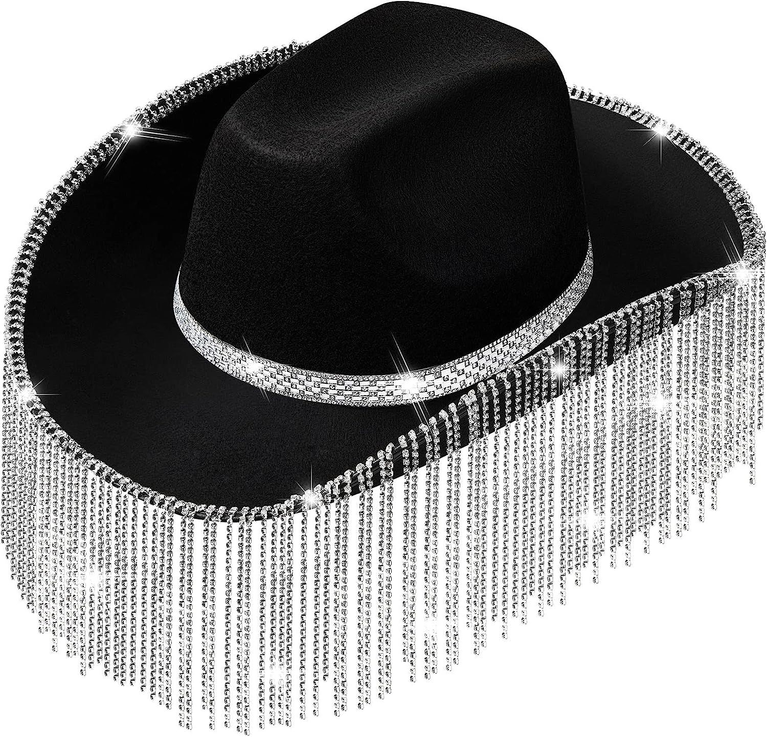 Rhinestone Cowgirl Hat Bling Diamond Fringe Cowboy Hat Western Hat Glitter Cowboy Hat for Men Wom... | Amazon (US)