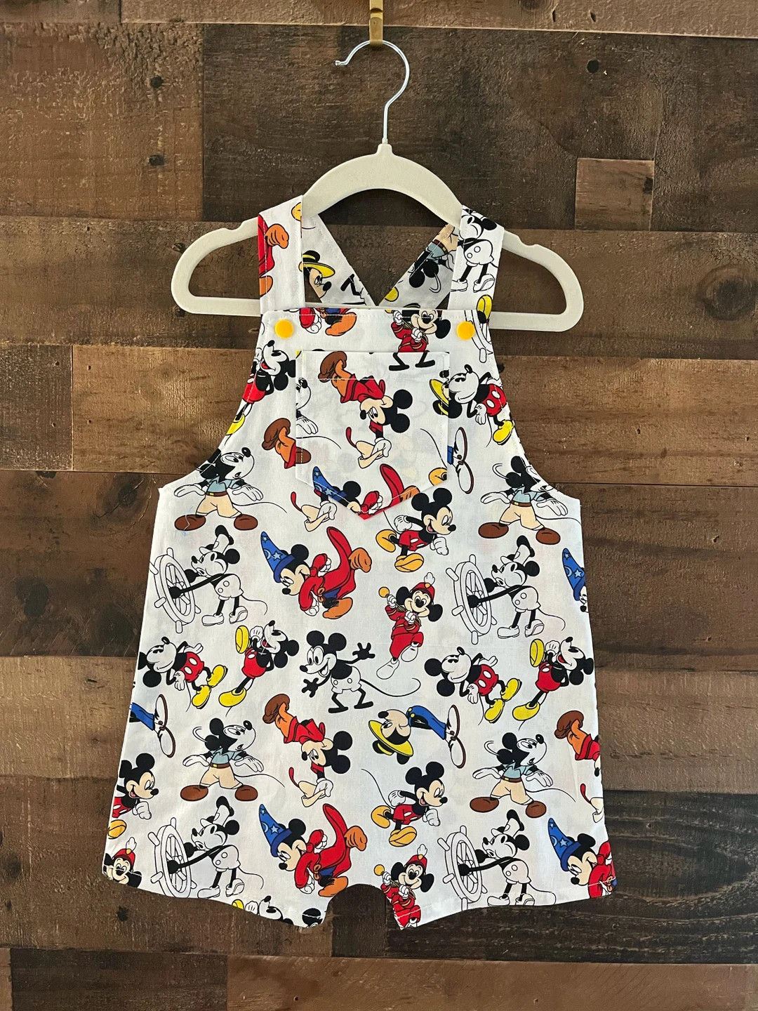Mickey Overall Short Romper Made With Licensed Disney Fabric. Toddler Overall Romper. Kid's Overa... | Etsy (US)