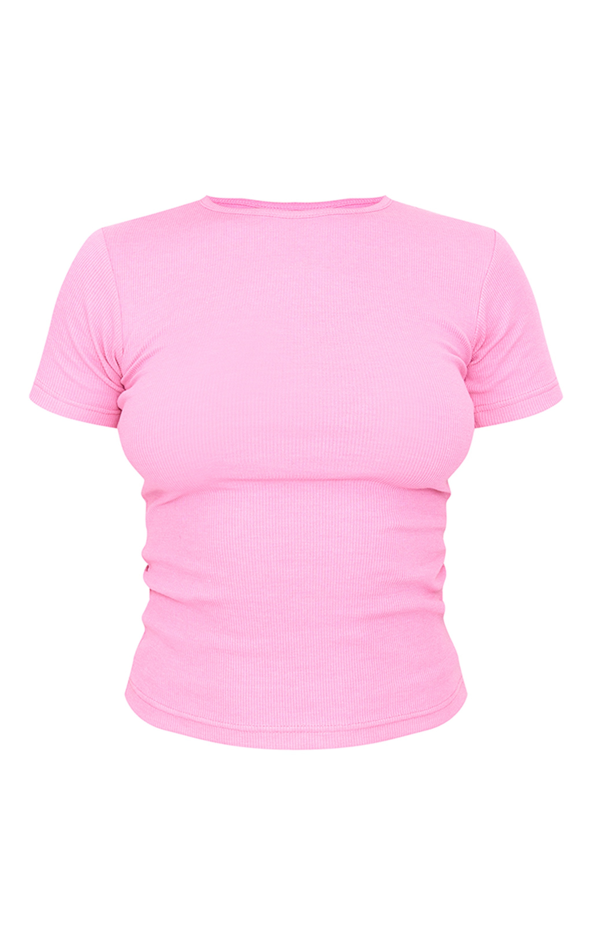 Pink Basic Rib Short Sleeve Top | Tops | PrettyLittleThing US