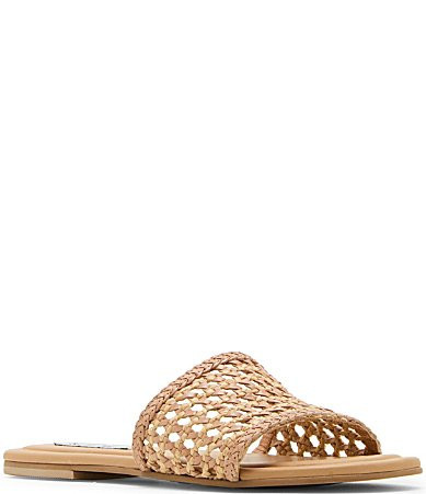 Steve Madden Gulf Raffia Leather Slide Sandals - 9.5 | Dillard's