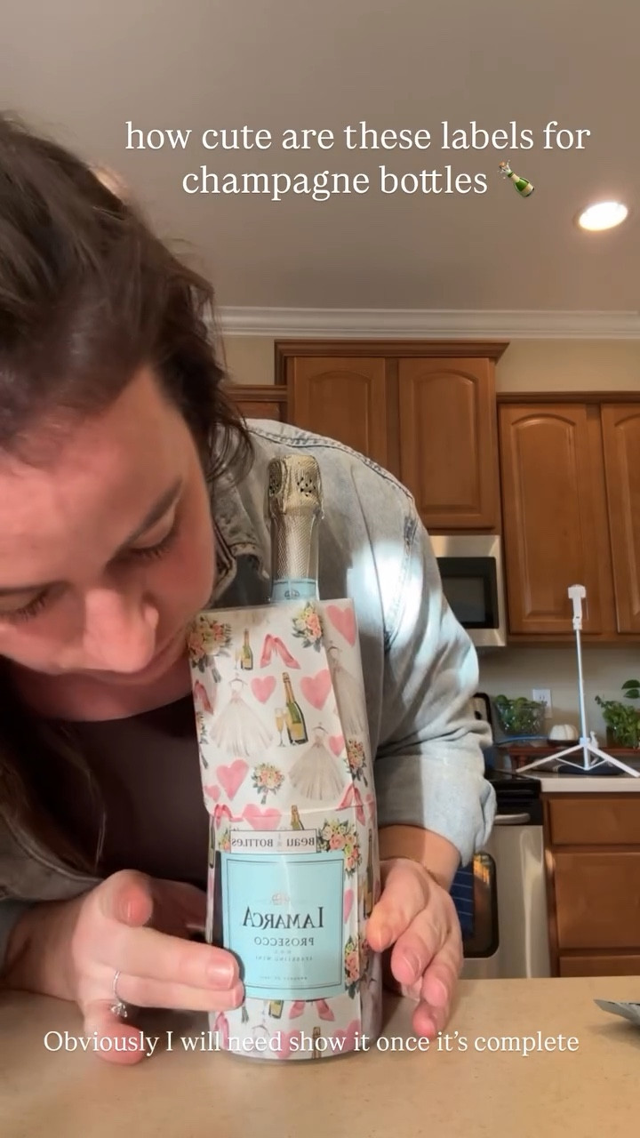 how cute are these labels for champagne bottles 🍾 Obviously I will need show it once it’s complete