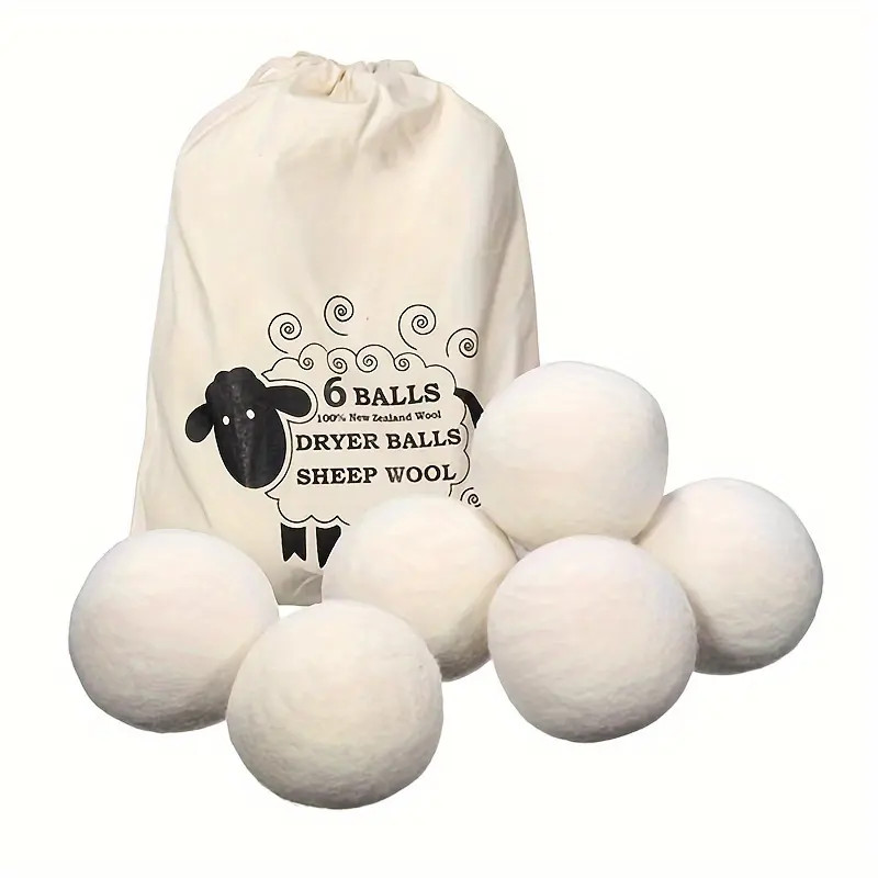 Wool Dryer Balls - New Zealand Wool 6-Pack With Random Pattern Cloth Bag - 3" XL Premium Natural ... | Temu Affiliate Program
