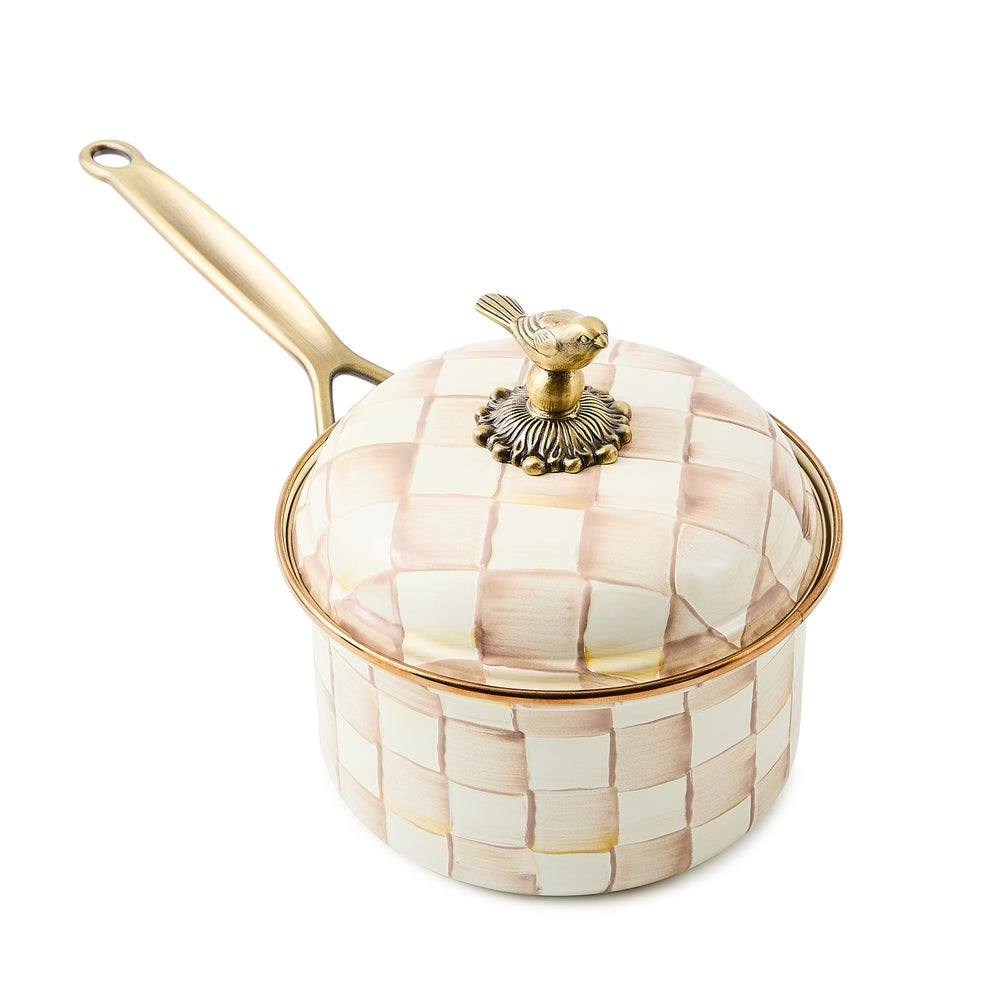 Mocha Check 2.5 Qt. Saucepan | MacKenzie-Childs