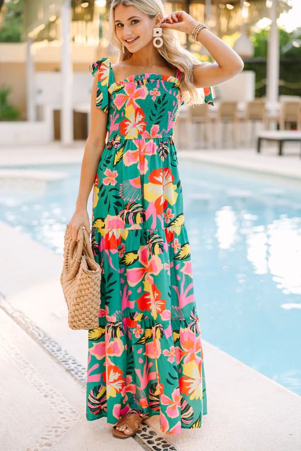 Mean What You Seychelles Green Tropical Maxi Dress | The Mint Julep Boutique