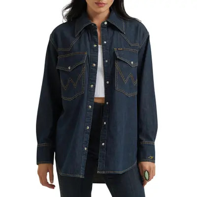 Wrangler Western Denim Shirt in Sandrider at Nordstrom, Size Small | Nordstrom