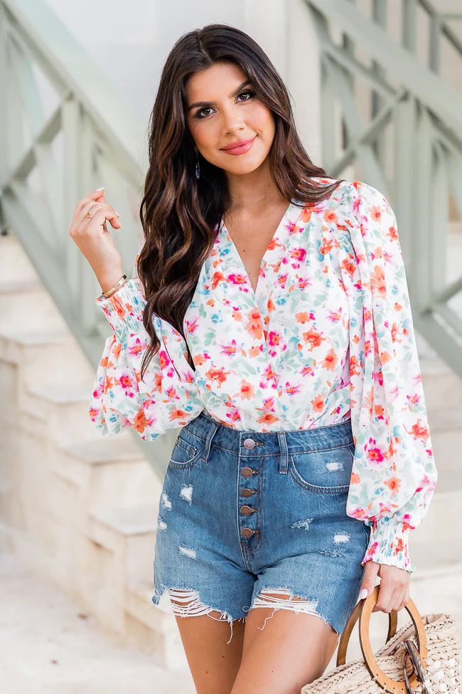 Happy Always Floral Bodysuit | Pink Lily