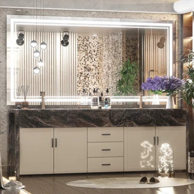 Adorna Frameless LED Lighted Bathroom / Vanity Mirror with Brightness Adjustable, Memory Function, Anti-fog | Wayfair North America