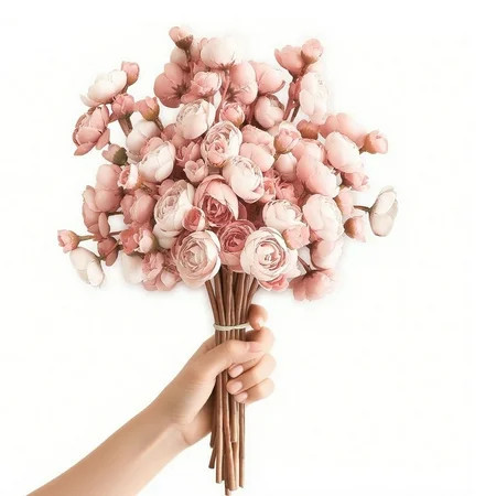 Ranunculus Artificial Flowers Faux Silk Flower Bouquet Fake Mini Ranunculus Wedding Decor for DIY Bouquets Centerpieces Bridal Shower 18 Pcs | Walmart (US)