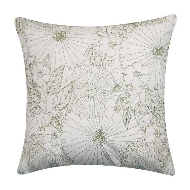 18" x 18" Fine Line Embroidered Floral Decorative Patio Throw Pillow - Edie@Home | Target