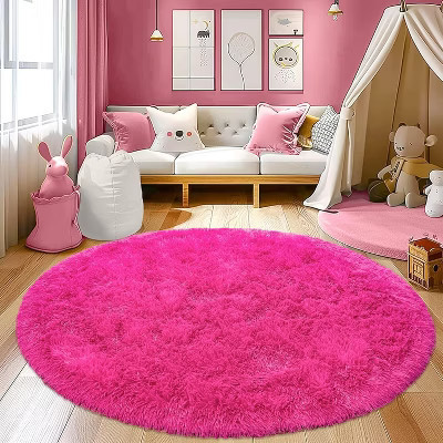 LOVEVOOK Round 6 Feet Fluffy Area Rug - Super Soft Circle Rugs for Kids Room -  Hot Pink Shaggy Rugs for Nursery Fuzzy Carpet for Boys Girls Room | Target