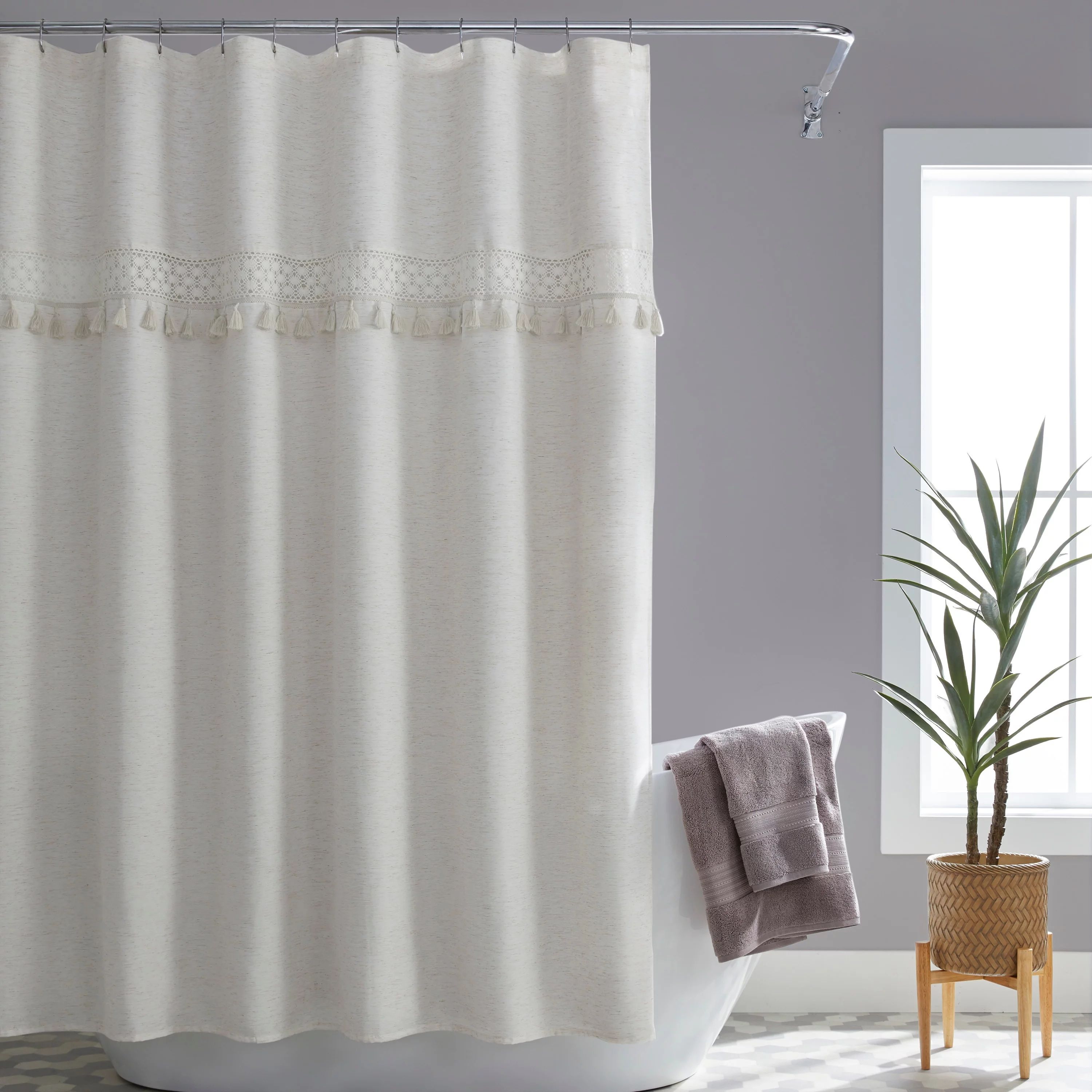 Better Homes & Gardens Crochet Bathroom Polyester, Linen Shower Curtain , Beige , 72"x72" - Walma... | Walmart (US)