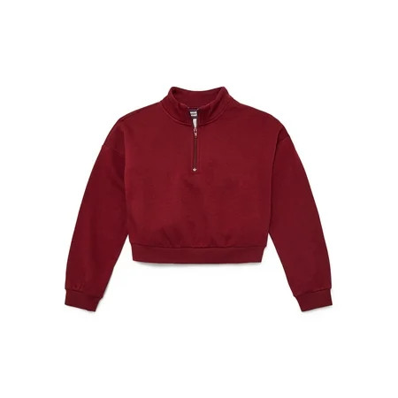 Weekend Academy Girls Fleece Quarter Zip Sweatshirt, Sizes 4-18 | Walmart (US)