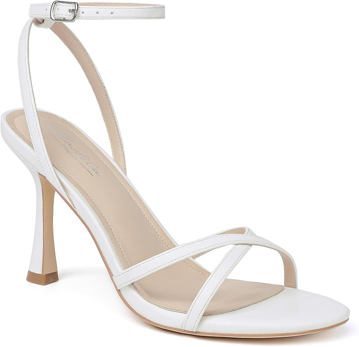 Mostrin Strappy Heels for Women Lace Up Ankle Strap Round Open Toe Stiletto High Heels Women's He... | Amazon (US)