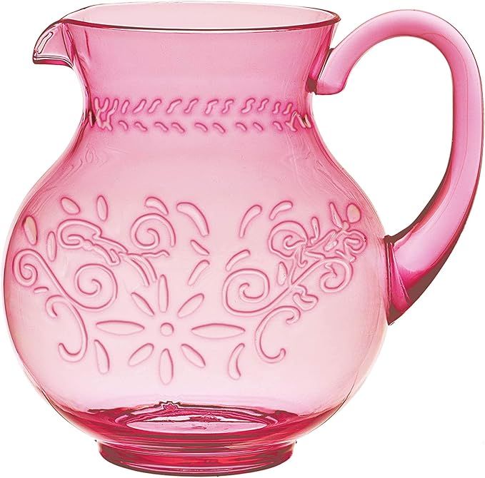 Elegant Debossed Plastic Pink Floral Pitcher - 2.9 Qt (1 Pc.) - Perfect for Entertaining, Indoor ... | Amazon (US)