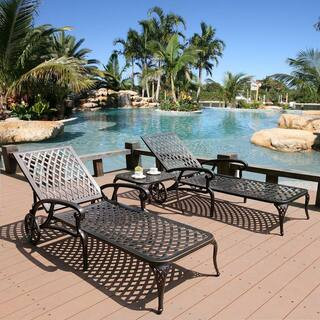 DESwan Pelcha Bronze 3-Piece Aluminum Outdoor Chaise Lounge MBSC01718 | The Home Depot