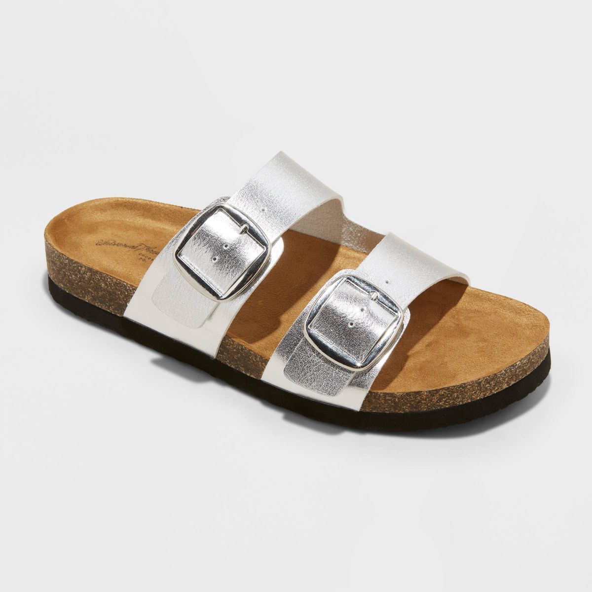 Women's Devin Two Band Footbed Sandals - Universal Thread™ Silver 8 | Target