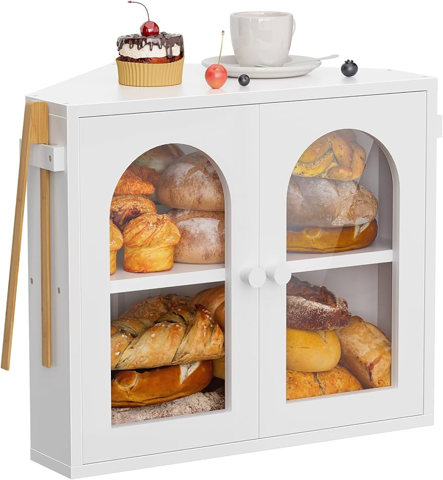 WOWLIVE Corner Bread Box for Kitchen Countertop, 2 Tier Bamboo Bread Storage Container for Homema... | Amazon (US)