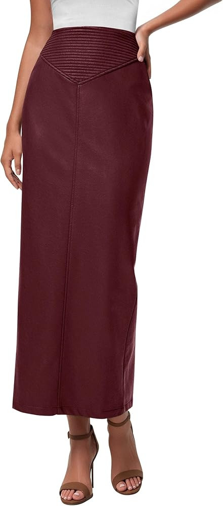 PRETTYGARDEN Long Skirts for Women 2025 Fall Fashion Clothing Faux Leather High Waist Dressy Casu... | Amazon (US)