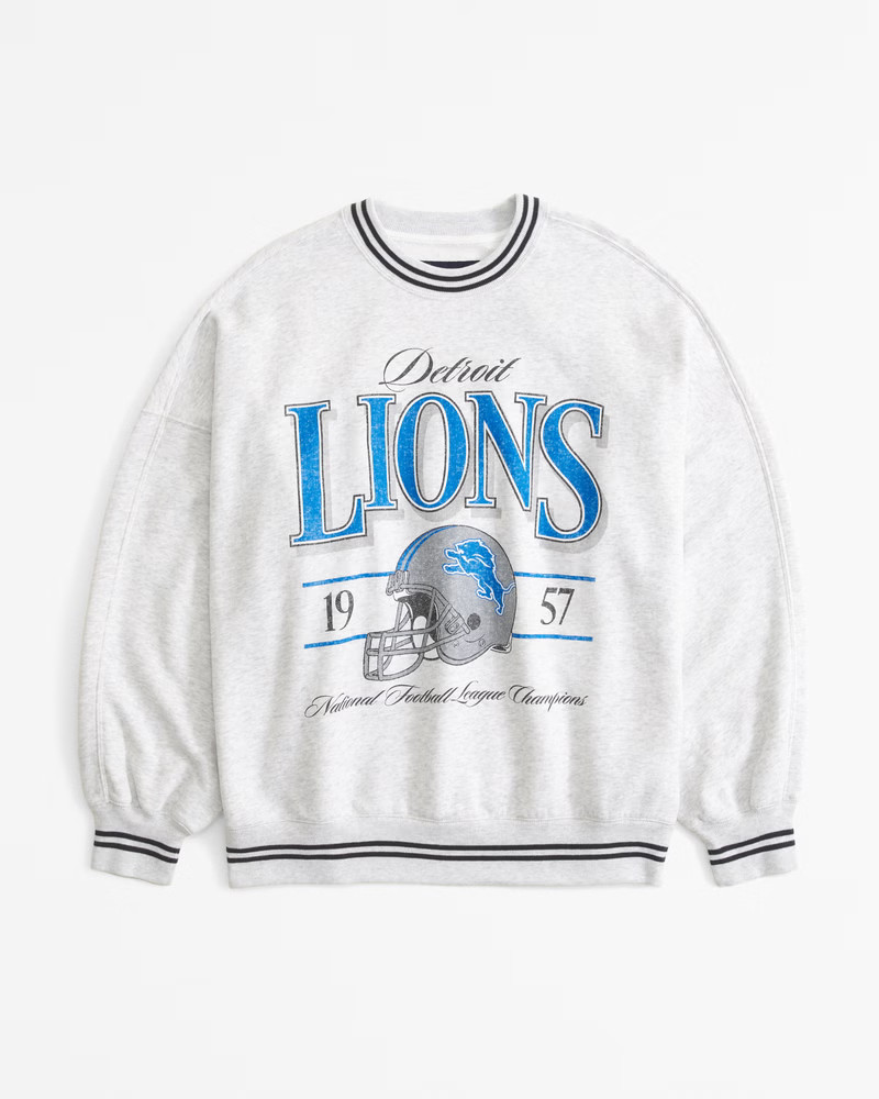Abercrombie & Fitch Women's Detroit Lions Graphic Oversized Sunday Crew in Lions - Size XXS | Abercrombie & Fitch (US)