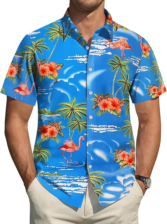 Hawaiian Shirt for Men Short Sleeve Button Down Shirt Men Casual Summer Tropical Beach Aloha Shir... | Amazon (US)
