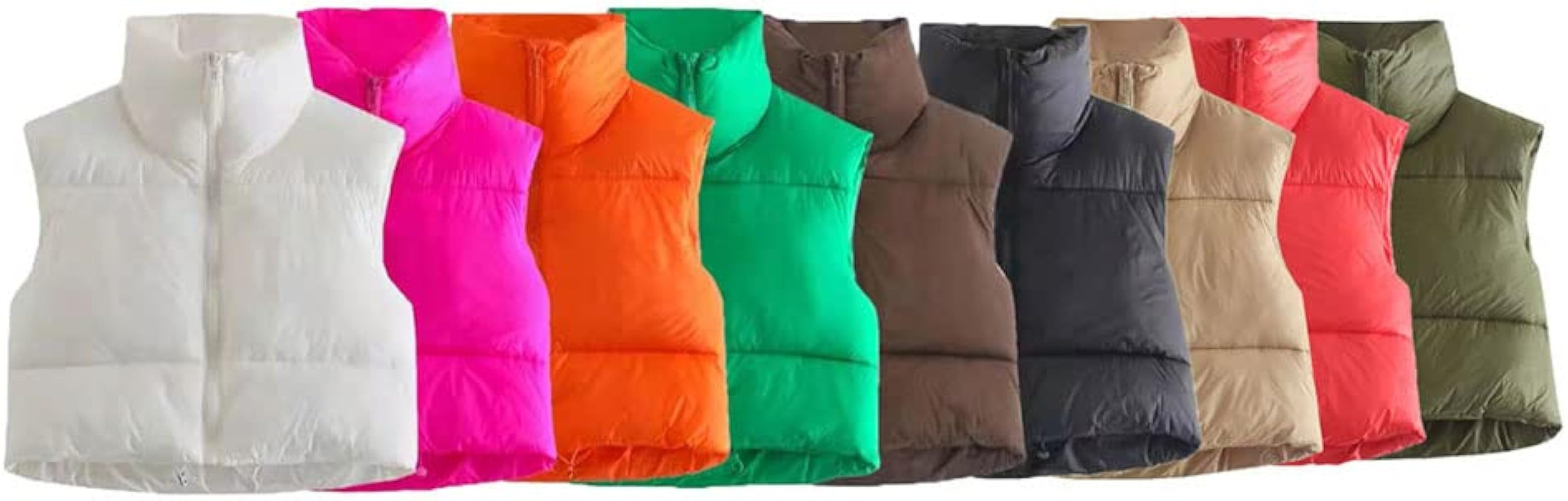 KEOMUD Women's Winter Crop Vest Lightweight Sleeveless Warm Outerwear Puffer Vest Padded Gilet | Amazon (US)