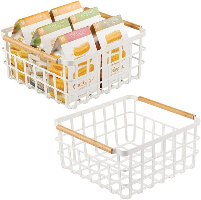 mDesign Set of 2 Wire Storage Basket — Wire Basket for Storing Items around the Home — Metal ... | Amazon (US)