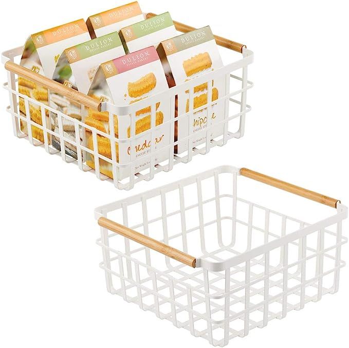 mDesign Set of 2 Wire Storage Basket — Wire Basket for Storing Items around the Home — Metal ... | Amazon (US)