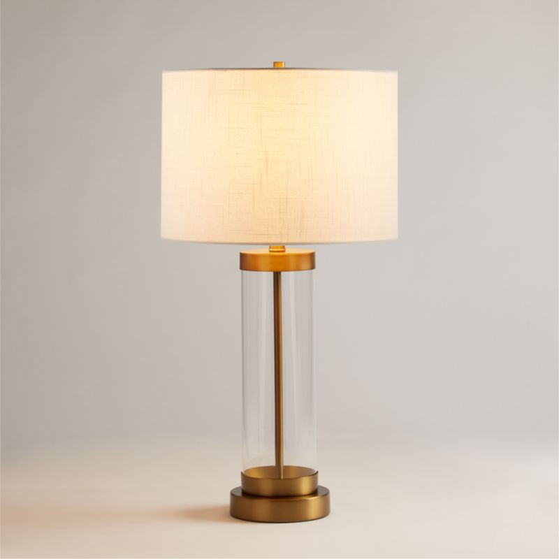 Promenade Small Brass Table Lamp with USB Port 27.75" + Reviews | Crate & Barrel | Crate & Barrel