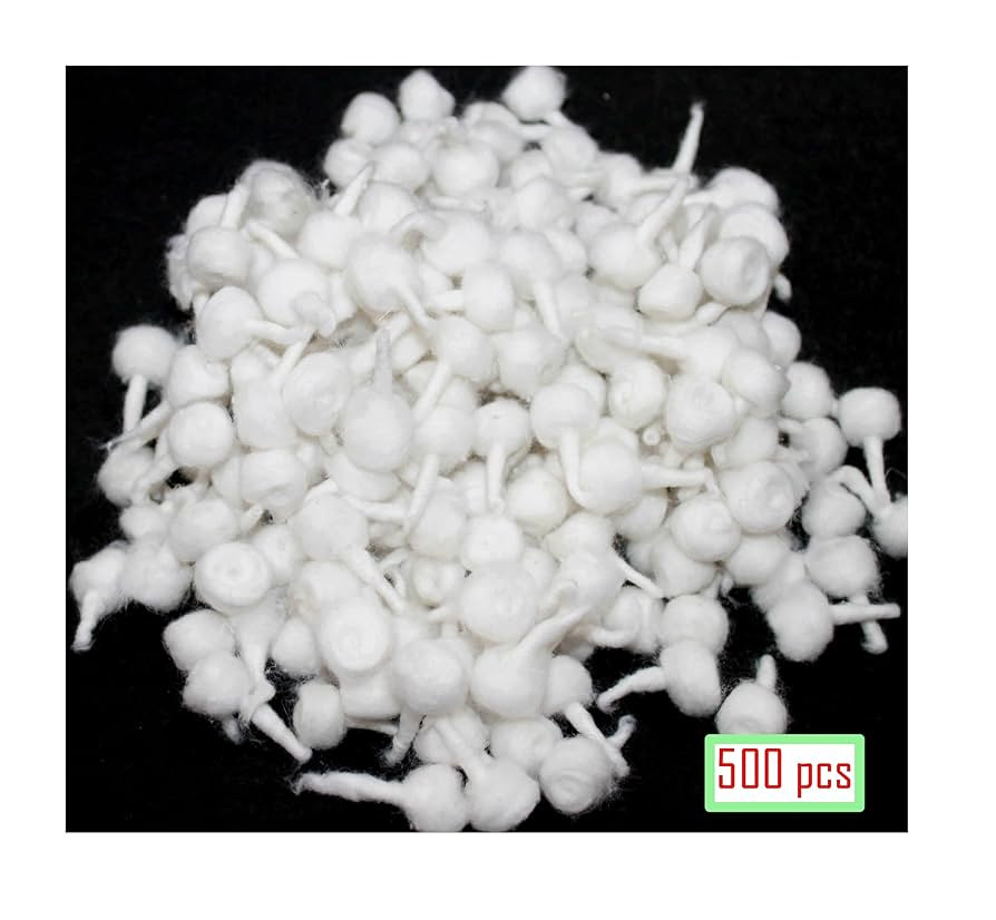 IS4A 500 pcs Handicrafts Cotton Wool Oil Lamp Wicks (Aarti, Arti Jyot Jot Batti Bati) for Diya Di... | Amazon (US)