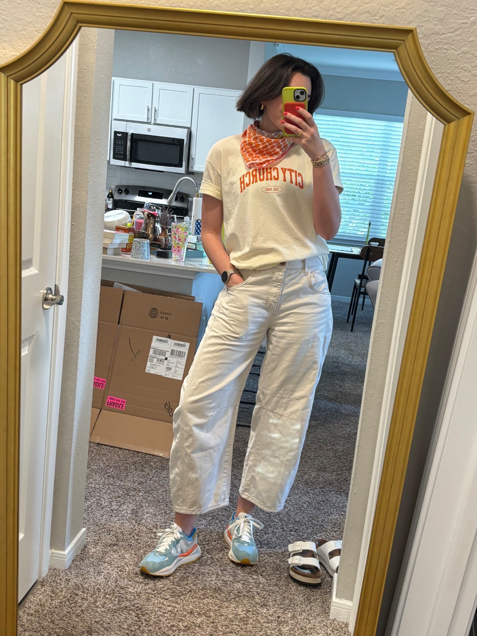 Happy Easter!! Favorite barrel jeans were a no brainer with my cutie tshirt. A boutique bandana and my trusty New Balances

#LTKWorkwear #LTKShoeCrush #LTKActive
