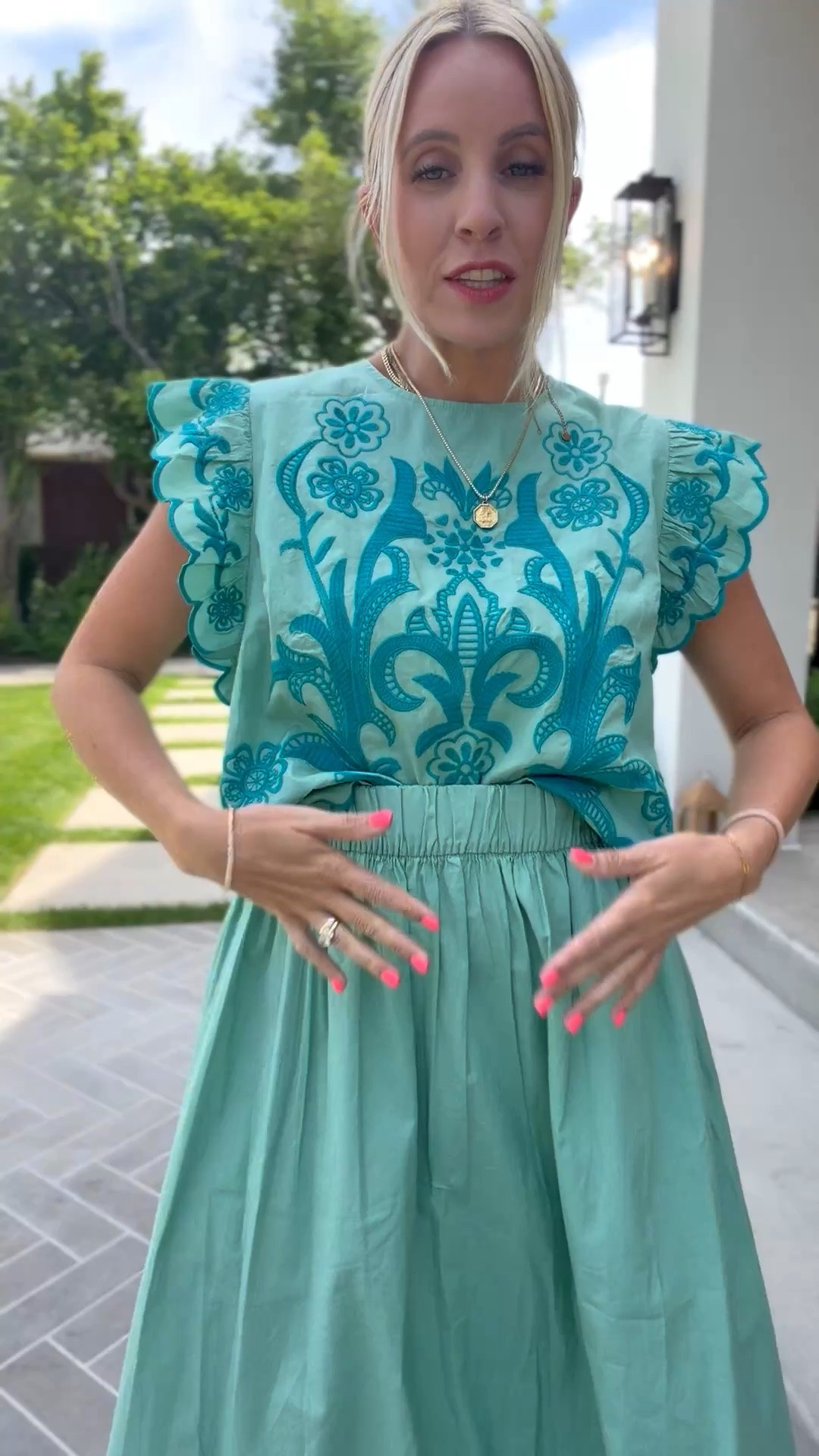 Small in the skirt and medium in the top but could size down in the top!