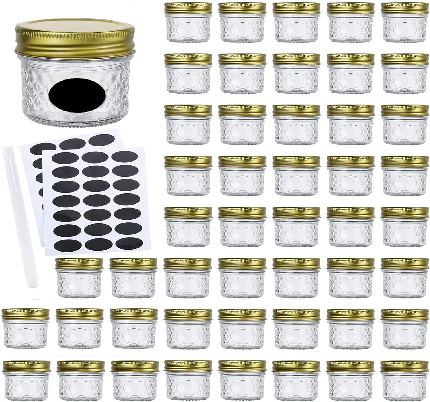 Encheng 4oz Glass Jars With Regular Lids,Mini Wide Mouth Mason Jars,Clear Small Canning Jars With... | Amazon (US)