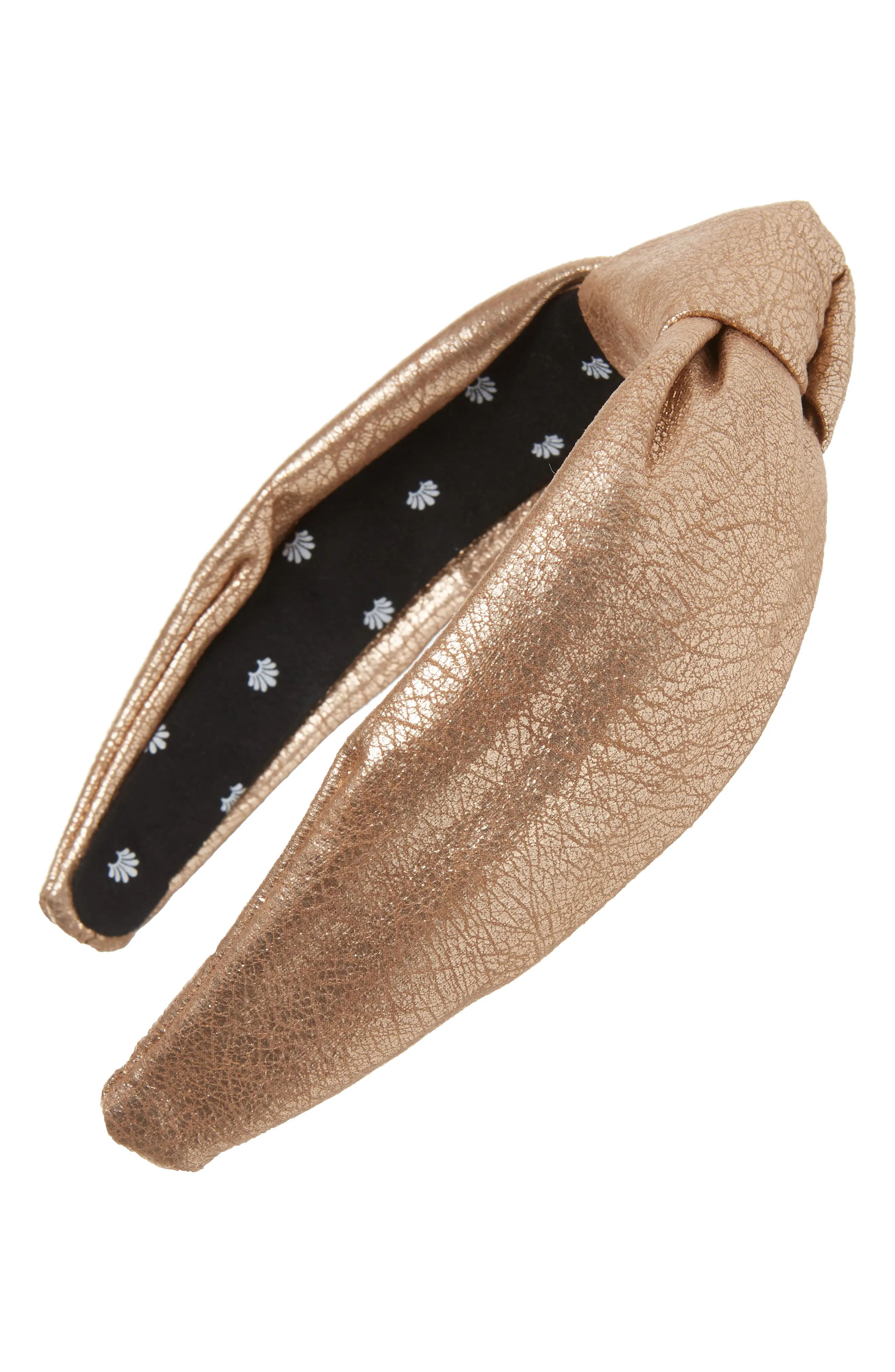 Lele Sadoughi Faux Leather Knotted Headband, Size One Size - Metallic | Nordstrom