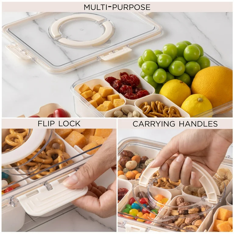 COOK WITH COLOR Snackle Box for Kids Lunch Box and Snack Container, Cream | Walmart (US)