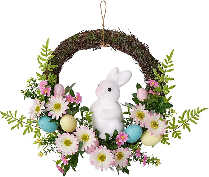 Easter Wreath, Easter Decorations 16inch Easter Front Door Wreath with Easter Bunny and Colorful ... | Amazon (US)