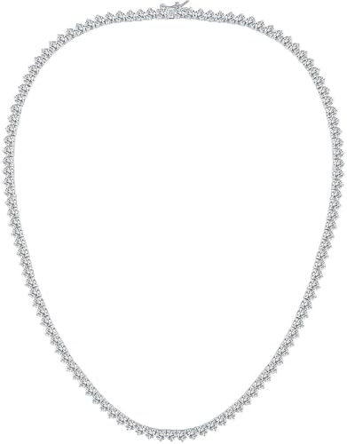Gemsme 4mm Tennis Necklaces for Women - 3 Prong 18K White Gold Plated Round Cubic Zirconia Classi... | Amazon (US)