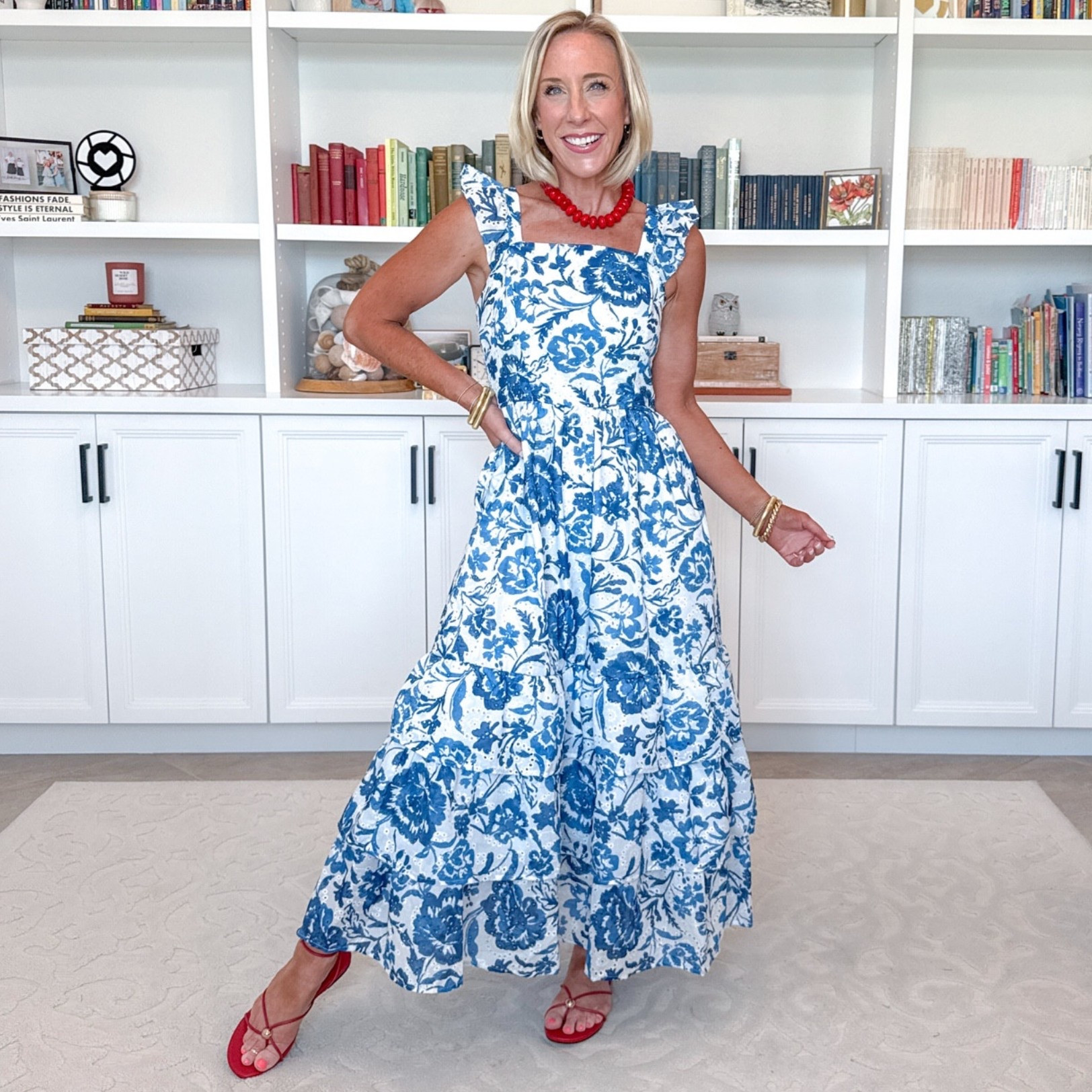 Amazon - unboxing my latest orders. Sleeveless Floral Maxi Dress - size small. 6 colors. Red Strappy Sandals - tts. 5 colors. Beaded Necklaces - various colors (I linked 2 listings). 

#LTKSeasonal#LTKOver40