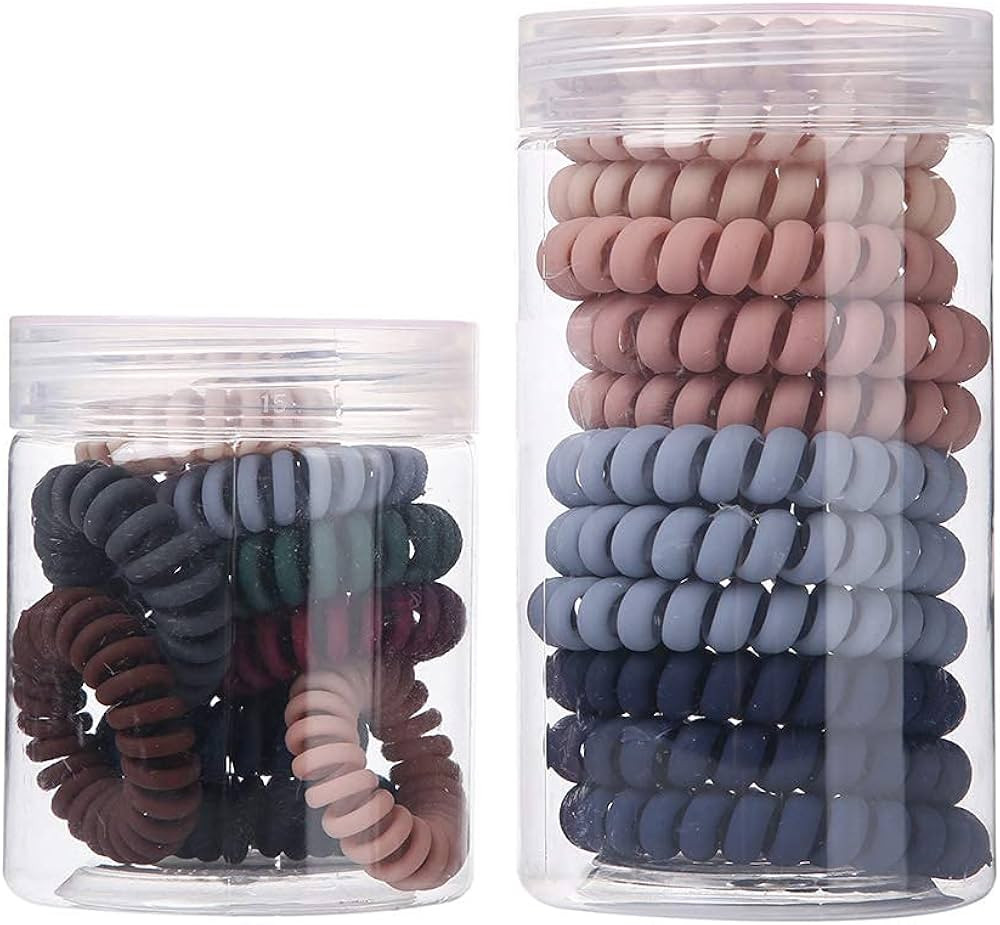 WECTORY Plastic Spiral Hair Ties, New 6 Matte Colors, Coil Hair Ties, Phone Cord Hair Ties, Hair Coi | Amazon (US)