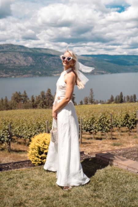 BACHELORETTE WINERY TOUR OUTFIT 💍🏔️🤍 I felt like an absolute goddess in this outfit and am so happy to have had it for my bachelorette! Love wearing a maxi in the mountains! Cannot wait for more wedding moments in white 🤍 

#LTKwedding #LTKFind #LTKSeasonal