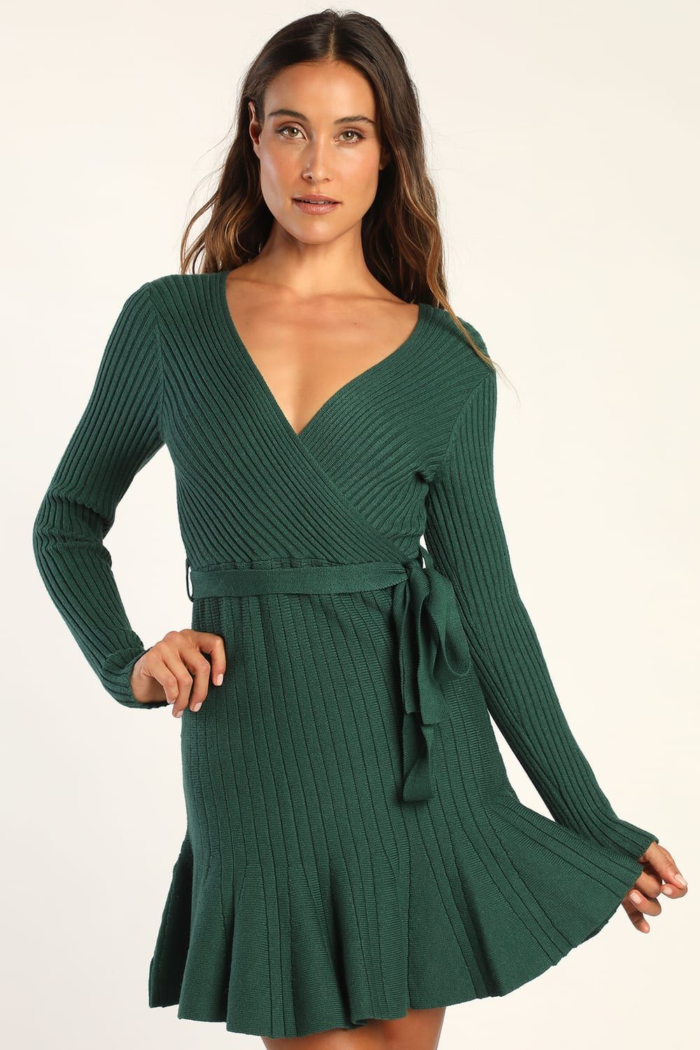 Warm Emotions Emerald Green Skater Mini Sweater Dress | Lulus (US)