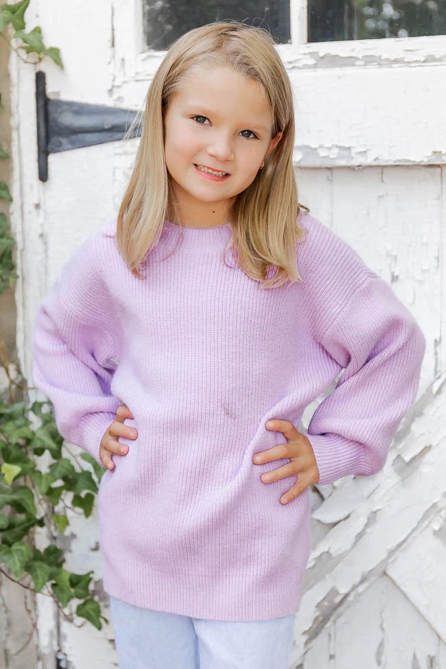 Not Much Longer Kid's Lavender Sweater | Pink Lily