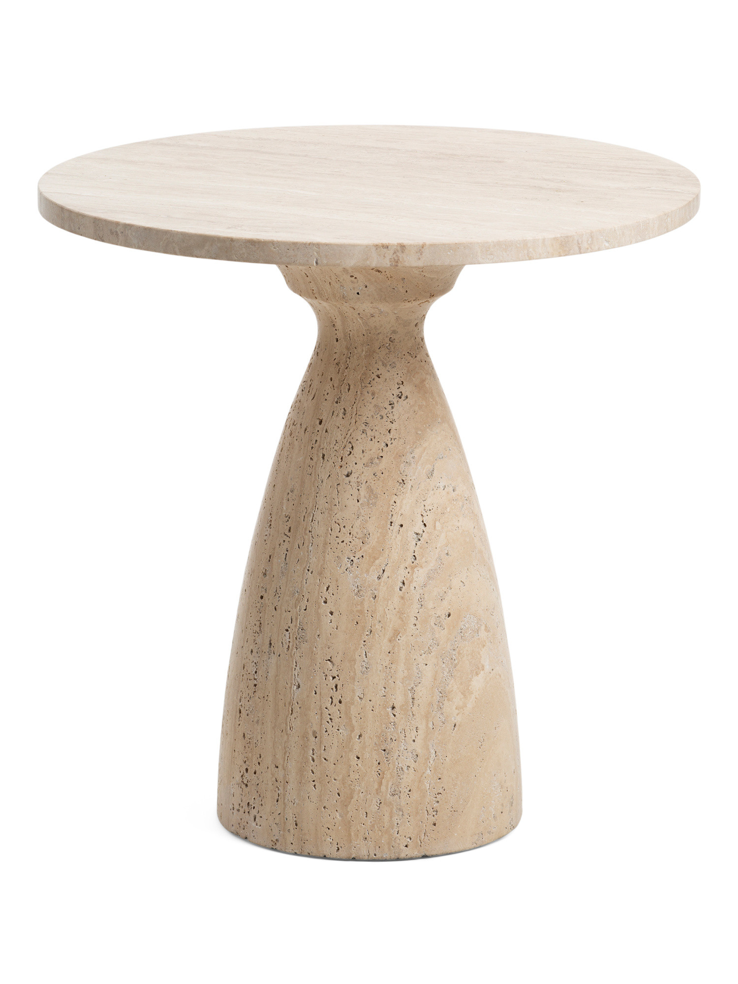 22in Rockford Round Weathered Travertine End Table | Marshalls