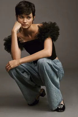 ASTR The Label Tulle Puff-Sleeve Sweater | Anthropologie (US)