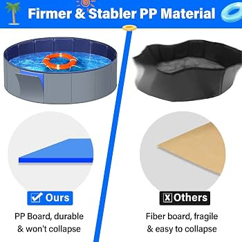Dog Pool, Kiddie Pool Hard Plastic, Dog Tub for Large Dogs, Dog Bathtub Portable, Foldable Pool f... | Amazon (US)