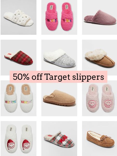 Slippers. Target.
Holiday pajamas 

#LTKHoliday #LTKunder50 #LTKsalealert