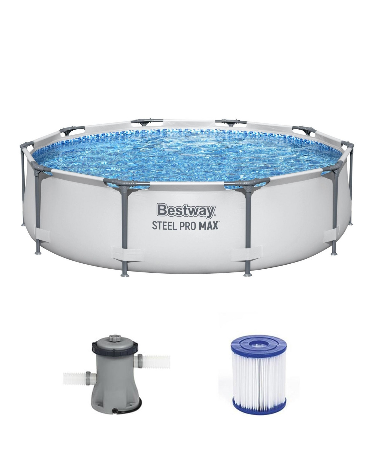 Bestway Steel Pro Max 10'x30" Round Above Ground Outdoor Swimming Pool with Pump | Macy's